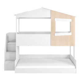 Flair Dreamland House Triple Bunk Bed With Staircase White & Oak - thumbnail 5