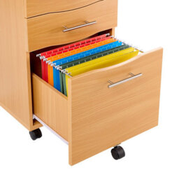 MMT Funiture Designs Beech Wooden Filing Cabinet With 3 Drawers - 1 Lockable Drawer Filing Cabinet - Short Wood Office Storage Cupboard Organiser - thumbnail 6