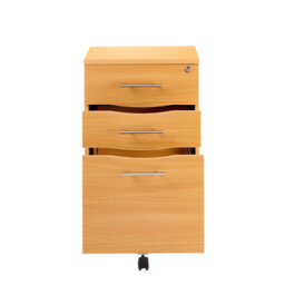 MMT Funiture Designs Beech Wooden Filing Cabinet With 3 Drawers - 1 Lockable Drawer Filing Cabinet - Short Wood Office Storage Cupboard Organiser - thumbnail 4