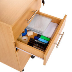 MMT Funiture Designs Beech Wooden Filing Cabinet With 3 Drawers - 1 Lockable Drawer Filing Cabinet - Short Wood Office Storage Cupboard Organiser - thumbnail 7