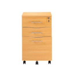 MMT Funiture Designs Beech Wooden Filing Cabinet With 3 Drawers - 1 Lockable Drawer Filing Cabinet - Short Wood Office Storage Cupboard Organiser - thumbnail 2