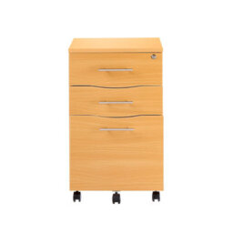 MMT Funiture Designs Beech Wooden Filing Cabinet With 3 Drawers - 1 Lockable Drawer Filing Cabinet - Short Wood Office Storage Cupboard Organiser - thumbnail 3