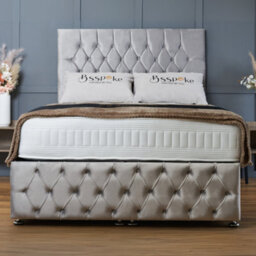 Bsspoke Mulberry Ottoman Divan Bed Silver Plush Velvet 54Inch Headboard & Footboard No Mattress 3Ft 4Ft 4Ft6 5Ft 6Ft - thumbnail 5