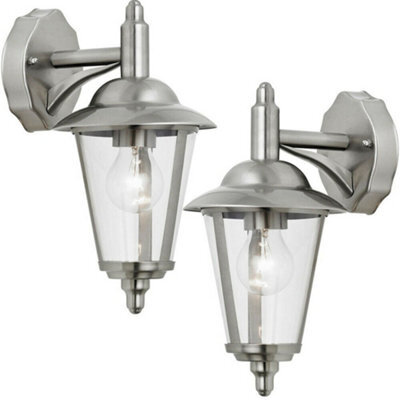 2 Pack Ip44 Outdoor Wall Lamp Stainless Steel Traditional Lantern Porch Hang - image 1