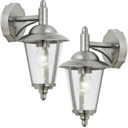 2 Pack Ip44 Outdoor Wall Lamp Stainless Steel Traditional Lantern Porch Hang