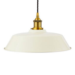 Clay White Chancery Painted Dome Pendant Light With Antique Gold Lamp Holder And Black Twisted Cable - Se Home - thumbnail 1