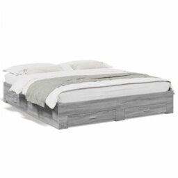 Berkfield Bed Frame With Drawers Without Mattress Grey Sonoma 180X200 Cm Super King - thumbnail 2