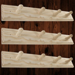 Woodeedoo Set Of 3 Wooden Coat Hooks Wall Mounted 4 Pegs Hanger Rail Natural Pine Diy Hook Racks For Wall Storage 37 X 6 X 5.5 Cm