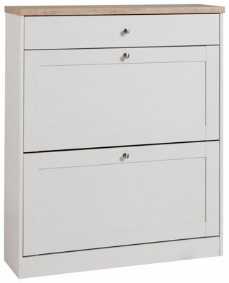 Dorel Heide Shoe Chest 2 Flap 1 Drawer In White Sonoma Oak - image 1