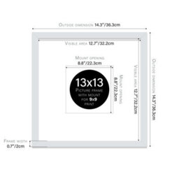 "13X13"" Light Grey Picture Frame - 13X13"" Square Frame With 9X9"" Mount For 13X13""/9X9"" Pictures Vintage Style Wall Art, 1 Pack" - thumbnail 2