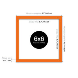 6X6 Orange Picture Frame (15.2 X 15.2Cm) Poster, Photo, Artwork, Gallery Wall Or Print - thumbnail 3