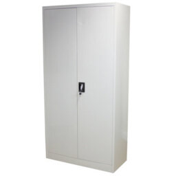 MonsterShop Powder Coated Steel Light Grey Office 2 Doors Filing Cabinet Flatpack Document File Lockable Storage 180Cm - thumbnail 2