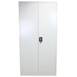 MonsterShop Powder Coated Steel Light Grey Office 2 Doors Filing Cabinet Flatpack Document File Lockable Storage 180Cm - thumbnail 1