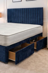"Knight Sleep Emily Sky Plush 3Ft Bed Set With Mattress, 2 Drawers Same Side & 24""headboard - Single" - thumbnail 2