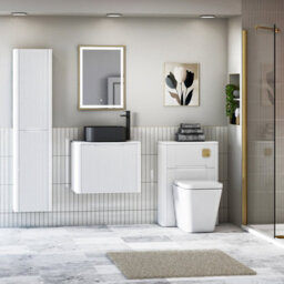 Royal Bathrooms Avenza 600mm Matte White Wall Hung Bathroom Countertop Vanity Unit 1 Drawer With Art Square Basin - thumbnail 4