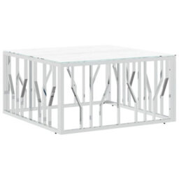 Berkfield Modern Coffee Table Silver 80X80X40 Cm Stainless Steel And Glass