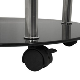 Avf 45Cm X 45Cm 2-Tier Round Table With Locking Wheels (Black Glass & Chrome) - thumbnail 4