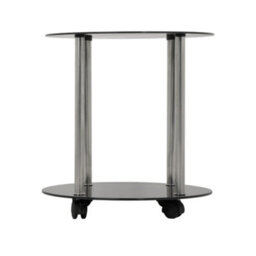 Avf 45Cm X 45Cm 2-Tier Round Table With Locking Wheels (Black Glass & Chrome) - thumbnail 3
