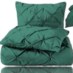 TheWhiteWater Limited Pintuck Duvet Cover Set + Matching Pillowcases With Bedsheet - 3In1 Hotel Style Bedding Set - Emirates Green - thumbnail 6