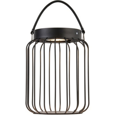 Loops Metal Caged Solar Powered Table Lamp - Dusk Dawn Sensor - Ip44 Outdoor Hanging Table Light - image 1