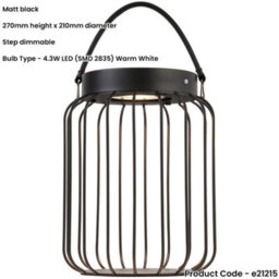 Loops Metal Caged Solar Powered Table Lamp - Dusk Dawn Sensor - Ip44 Outdoor Hanging Table Light - thumbnail 2