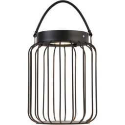 Loops Metal Caged Solar Powered Table Lamp - Dusk Dawn Sensor - Ip44 Outdoor Hanging Table Light - thumbnail 1