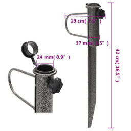 Walplus Parasol Stands With Spikes 2 Pcs 19X42 Cm Galvanised Steel - thumbnail 6