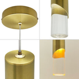 Long Life Lamps Company 3W Brushed Brass Led Tube Ceiling Pendant Light 3000K K451 - thumbnail 4