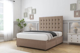 "Sloomy Alabama Mink Plush Divan Bed Base 2 Drawers Same Side With 26"" Strutted Headboard 2'6 Small Single" - thumbnail 3