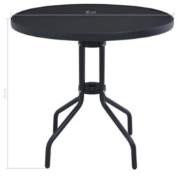 Berkfield Garden Table Black 80 Cm Steel And Glass - thumbnail 4