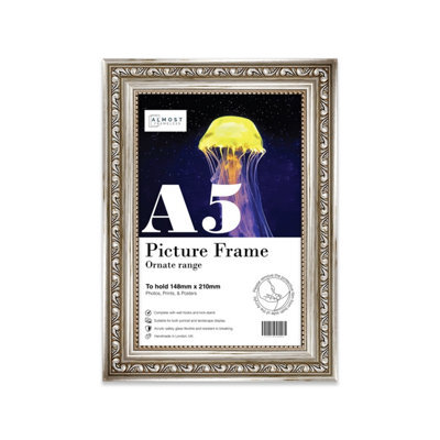 A5 Silver Ornate Picture Frame (21 X 14.7Cm) Poster, Photo, Artwork, Gallery Wall Or Print - image 1