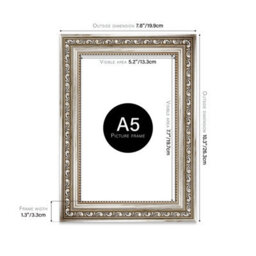A5 Silver Ornate Picture Frame (21 X 14.7Cm) Poster, Photo, Artwork, Gallery Wall Or Print - thumbnail 2