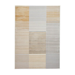 Grey Gold Striped Modern Easy To Clean Dining Room Rug-120Cm X 170Cm - thumbnail 9