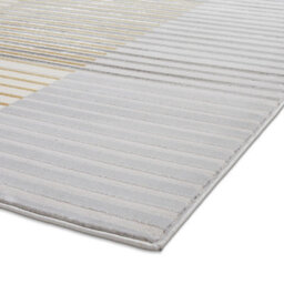Grey Gold Striped Modern Easy To Clean Dining Room Rug-120Cm X 170Cm - thumbnail 6