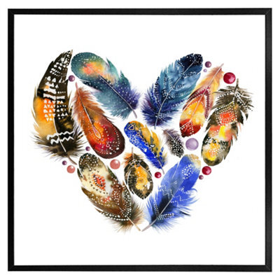 "Andrew Lee Boho Tribal Heart (Picutre Frame) / 16X16"" / Grey" - image 1