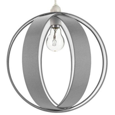 Happy Homewares Modern Grey Faux Silk Fabric Cocoon Globe Design Ceiling Pendant Light Shade - image 1