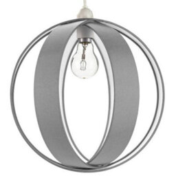 Happy Homewares Modern Grey Faux Silk Fabric Cocoon Globe Design Ceiling Pendant Light Shade