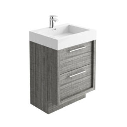 Plum&clay Walter Grey Wood Floor Standing Bathroom Vanity Unit With Polymarble Resin Basin (W)600mm