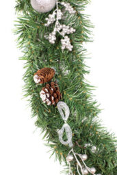 Best Artificial 6Ft / 180Cm Decorated Christmas Garland With Realistic Ice Crystals Supplied With 50 Bright White Battery Leds - thumbnail 3