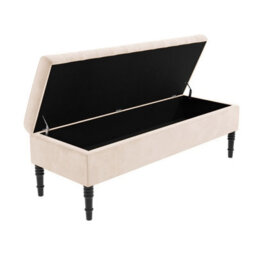 Safar 180Cm Ottoman Storage Bench - Plush Velvet Shoe Bench - Cream Lined Upholstery Storage Footstool - thumbnail 5