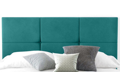 "Adore Designs 6-Cube Plush Velvet 6Ft Super King 20"" Headboard -  Mallard"