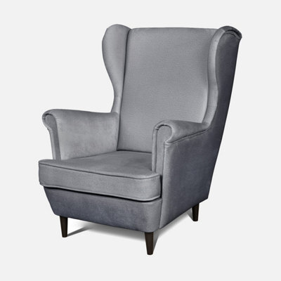 Heze Furniture Leo Velour Armchair Elegant Accent Upholstered Loungechair - Grey - image 1