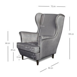 Heze Furniture Leo Velour Armchair Elegant Accent Upholstered Loungechair - Grey - thumbnail 6