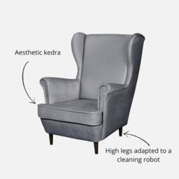 Heze Furniture Leo Velour Armchair Elegant Accent Upholstered Loungechair - Grey - thumbnail 5