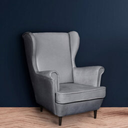 Heze Furniture Leo Velour Armchair Elegant Accent Upholstered Loungechair - Grey - thumbnail 2