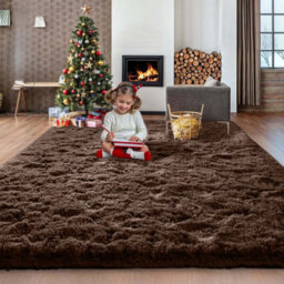 Ameha Brown Non Slip Shaggy Rug Extra Large Area Bedroom 200X290 Cm Carpet Super Soft Living Room Rugs - thumbnail 8
