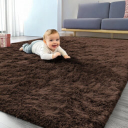 Ameha Brown Non Slip Shaggy Rug Extra Large Area Bedroom 200X290 Cm Carpet Super Soft Living Room Rugs - thumbnail 2