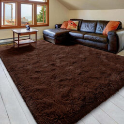 Ameha Brown Non Slip Shaggy Rug Extra Large Area Bedroom 200X290 Cm Carpet Super Soft Living Room Rugs - thumbnail 3