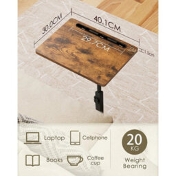 Height Adjustable C-Shaped Swivel Side Table Space Saving - thumbnail 3