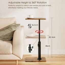 Height Adjustable C-Shaped Swivel Side Table Space Saving - thumbnail 2